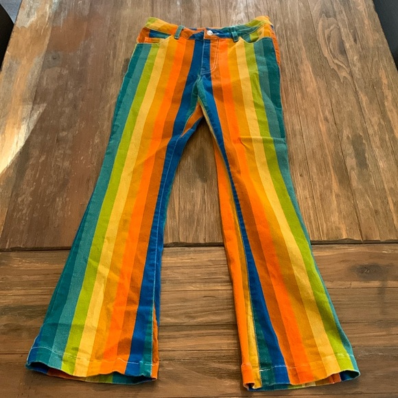 Current Mood Striped Denim Ankle Pants Jeans Flare - Picture 4 of 9